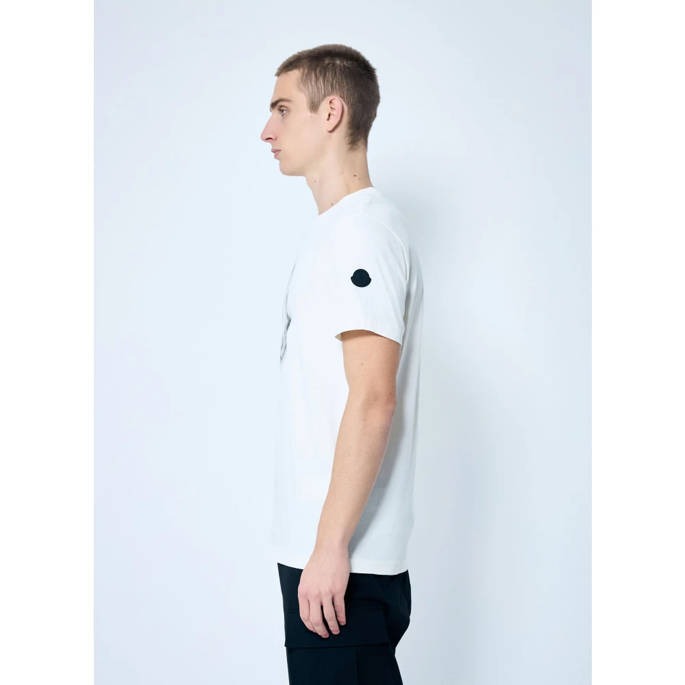 Moncler Katoenen Jersey Logo Print T-Shirt White Heren