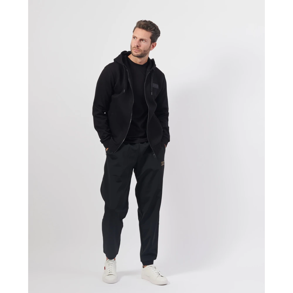 Emporio Armani Zwarte hoodie met volledige rits Black Heren
