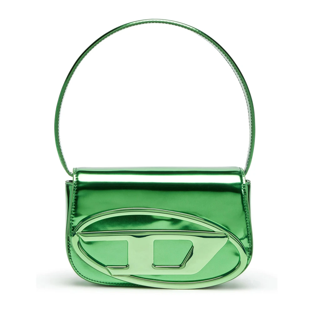 Diesel Monogram Leren Schoudertas met Klep Green Dames