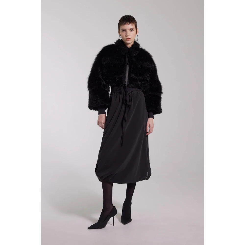 Stutterheim Zwarte Faux Fur Korte Jas Black Dames