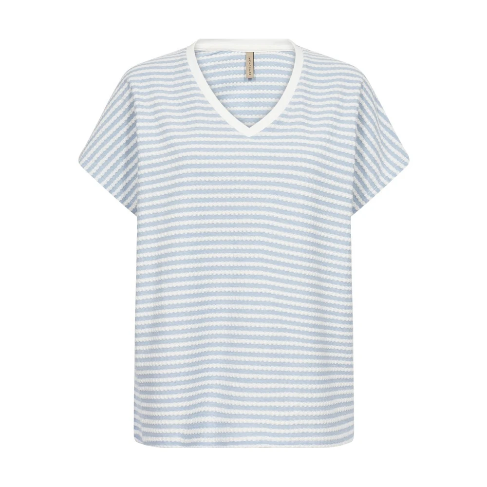 Soyaconcept Gestreept V-hals T-shirt Blue Dames