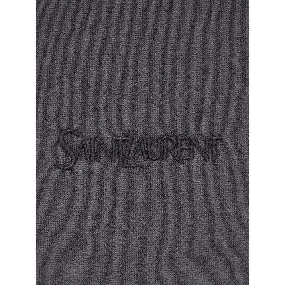 Saint Laurent Grijze Katoenen Hoodie met Kangoeroezak Gray Heren