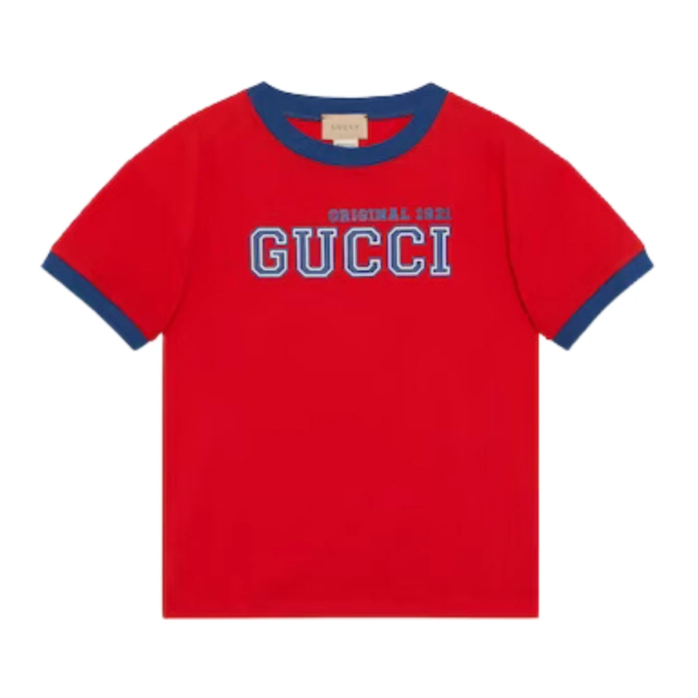 Gucci Röd Barn T-shirt med Blå Detaljer Red, Pojke