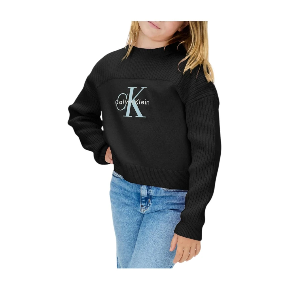 Calvin Klein Girls Black Timeless Ribbed Cotton Jumper - Kids Knitwear - 4 Y - Kids