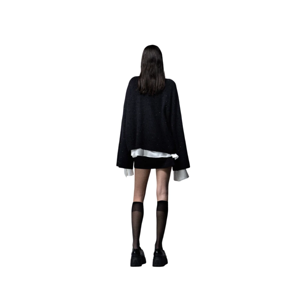 Aniye By Zwarte Alpaca Trui met Uitlopende Mouwen Black Dames