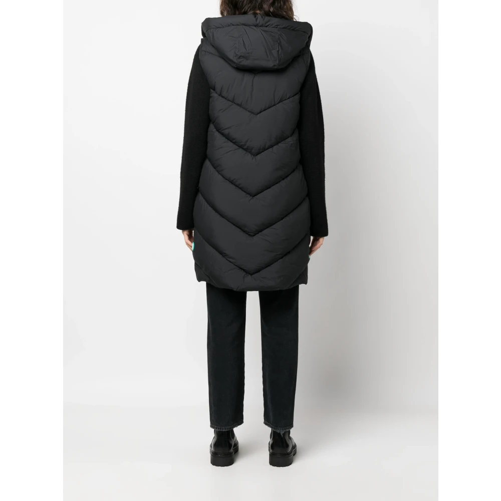 Save The Duck Gewatteerde lange gilet met capuchon Black Dames