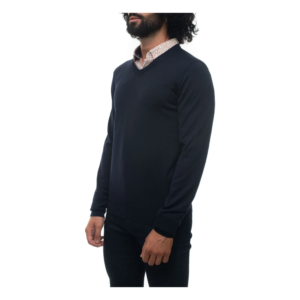 Boss Slim Fit V-Neck Pullover Blue Heren