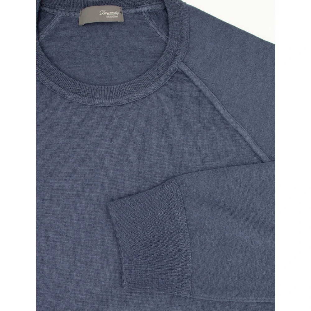 Drumohr Zuivere wol Raglanmouw Sweater Blue Heren