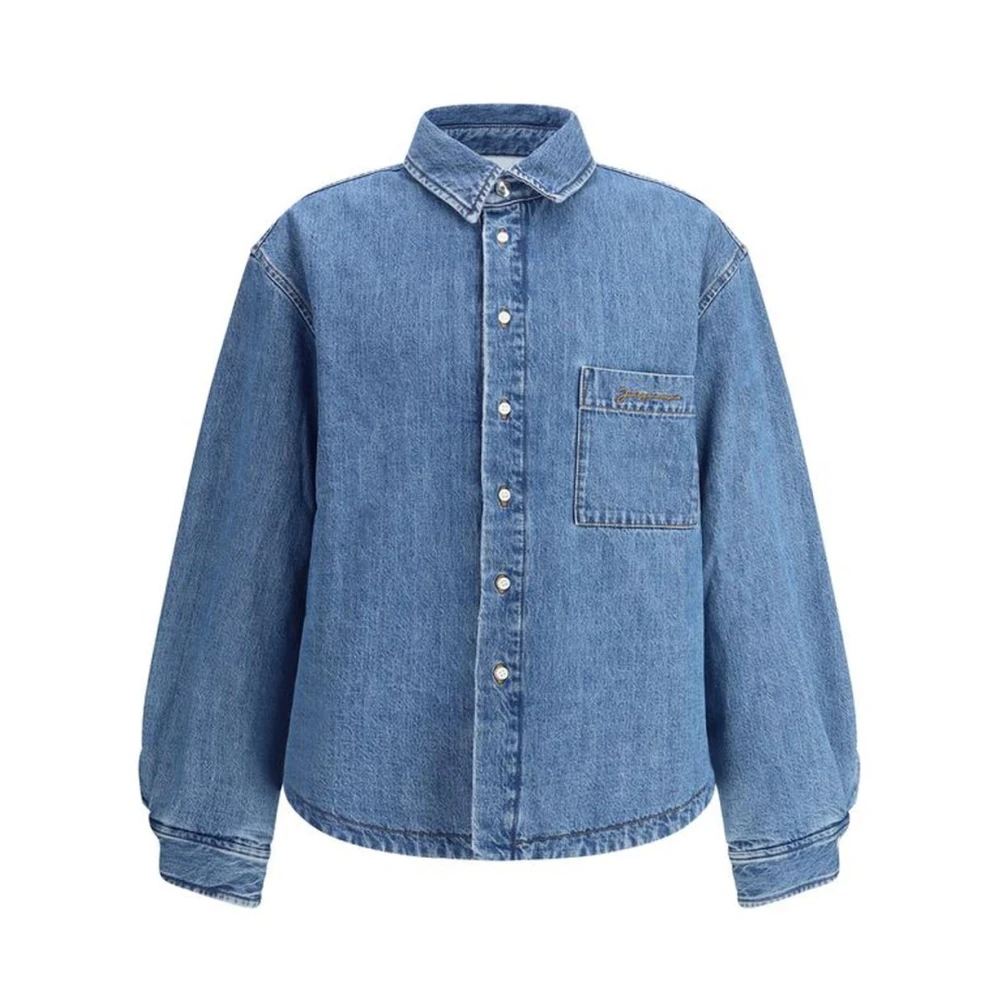 Jacquemus Denim overhemdjasje met monogramzak Blue Heren