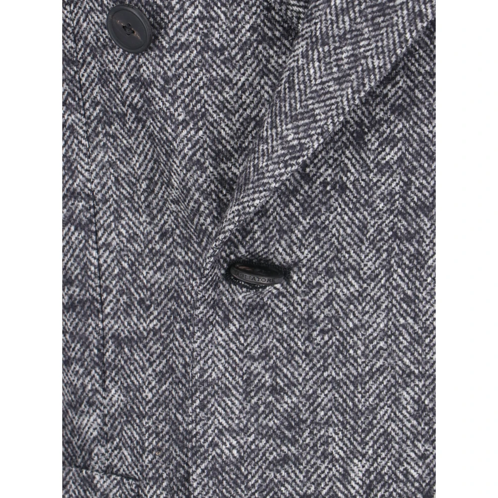 Tagliatore Dubbelborst Houndstooth Blazer Grijs Gray Heren