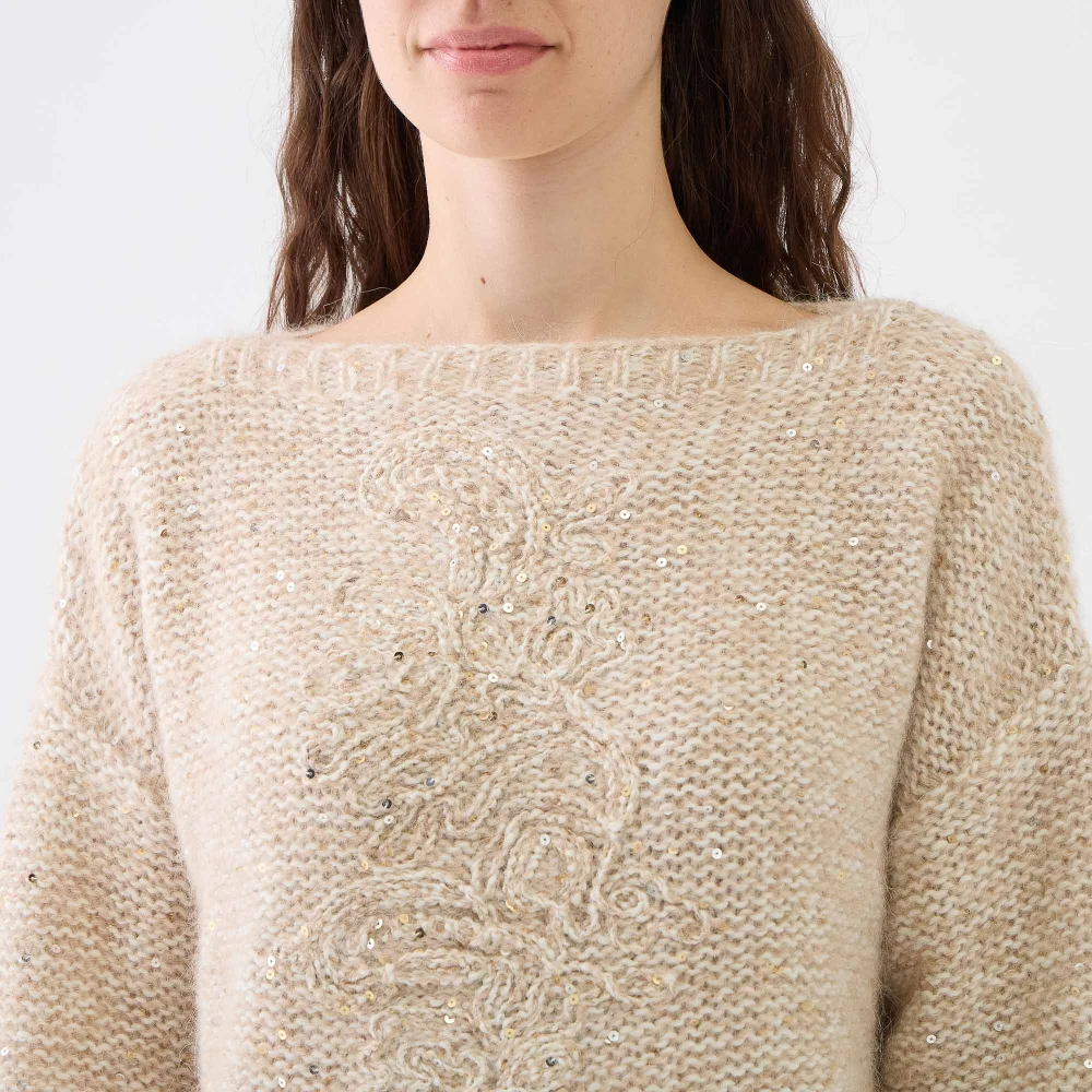 Ermanno Scervino Alpaca Pailletten Trui Beige Dames
