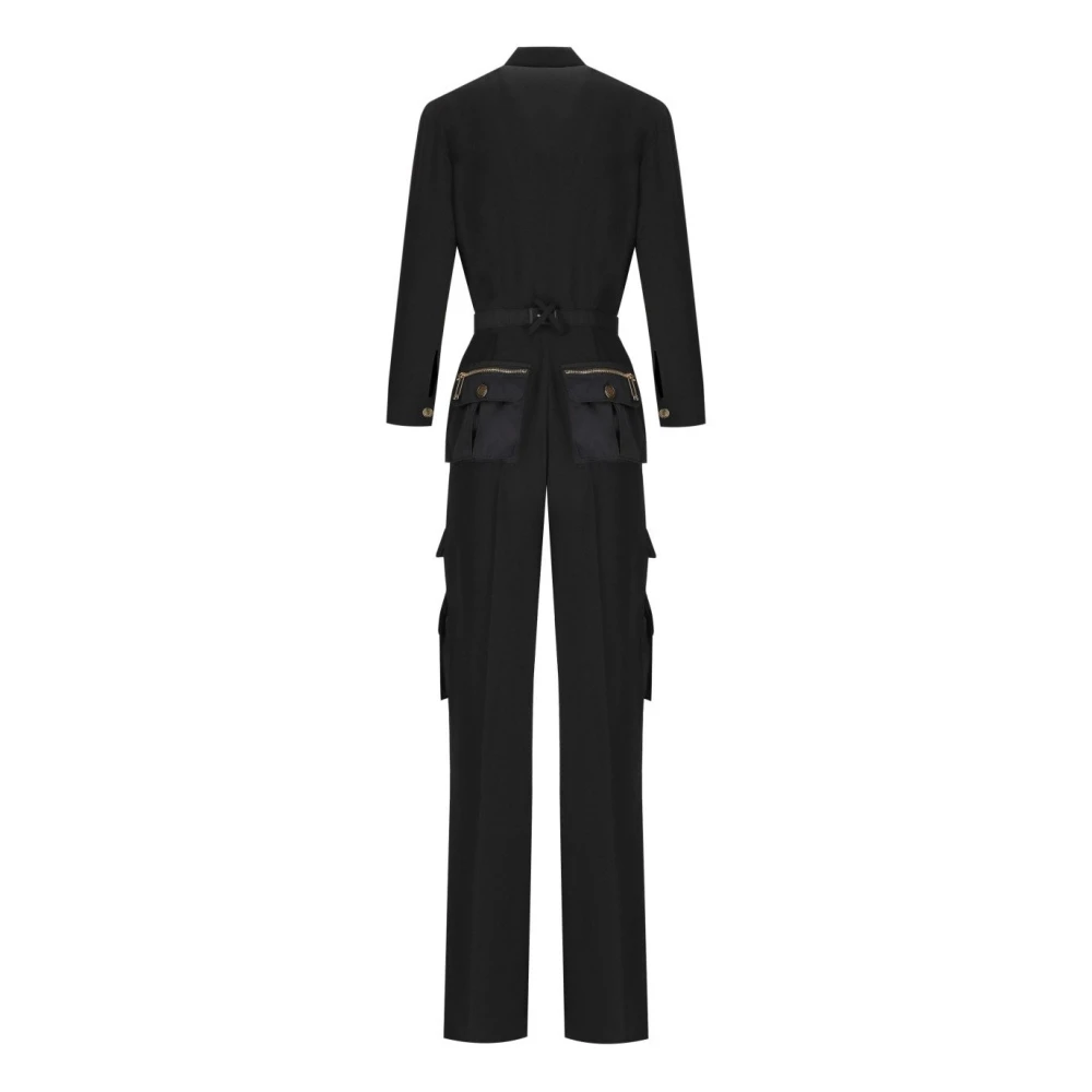 Elisabetta Franchi Zwarte Cargo Jumpsuit met Riem Black Dames