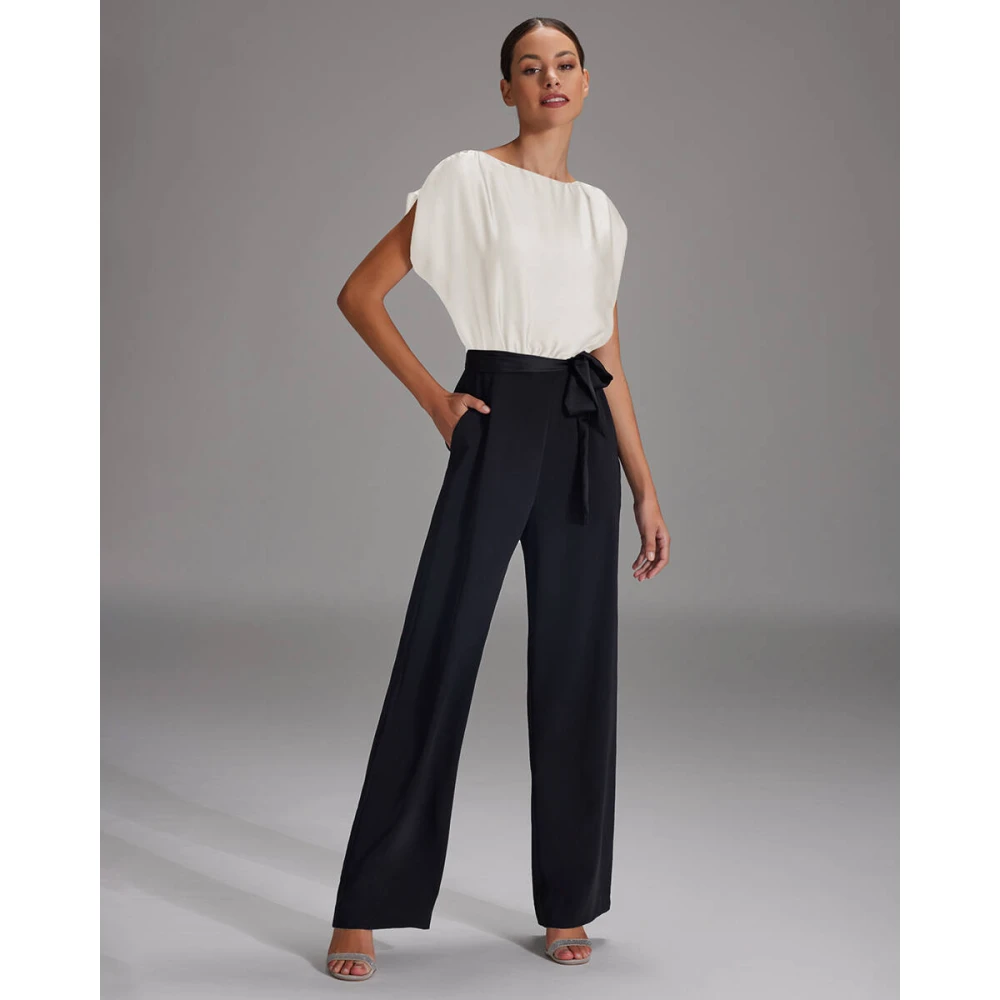 Swing Elegante Zwart en Wit Jumpsuit Black Dames