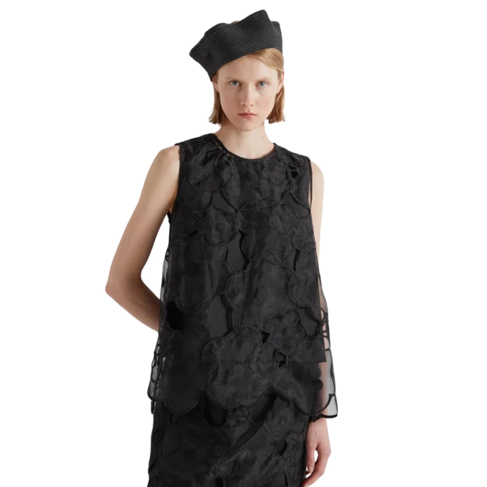 Meimeij Women's Black Flared-Line Blouse With Round Neck - Tunics - Xl - Blouses & Shirts