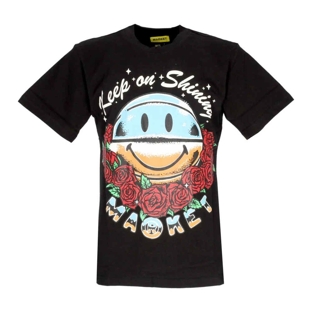 Market Stralende Smiley T-shirt Zwart Heren T-shirt Black Heren