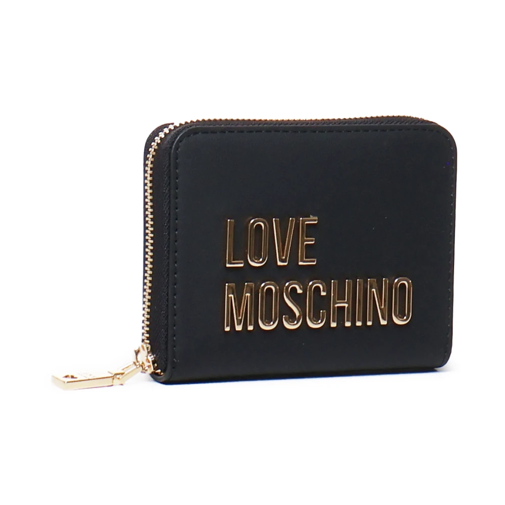 Love Moschino Zwarte Ecoleather Portemonnee met Ritssluiting Black Dames
