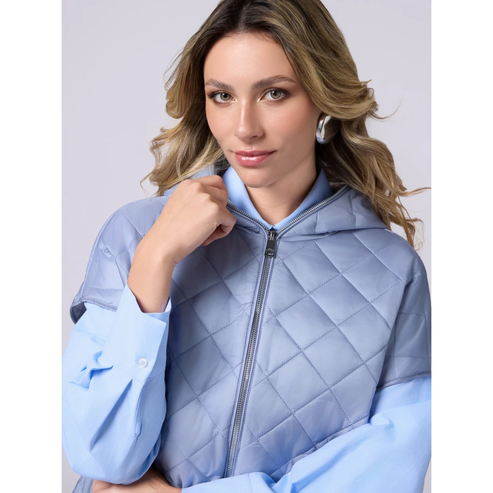 Oltre Gewatteerde cape met jersey voering Blue Dames