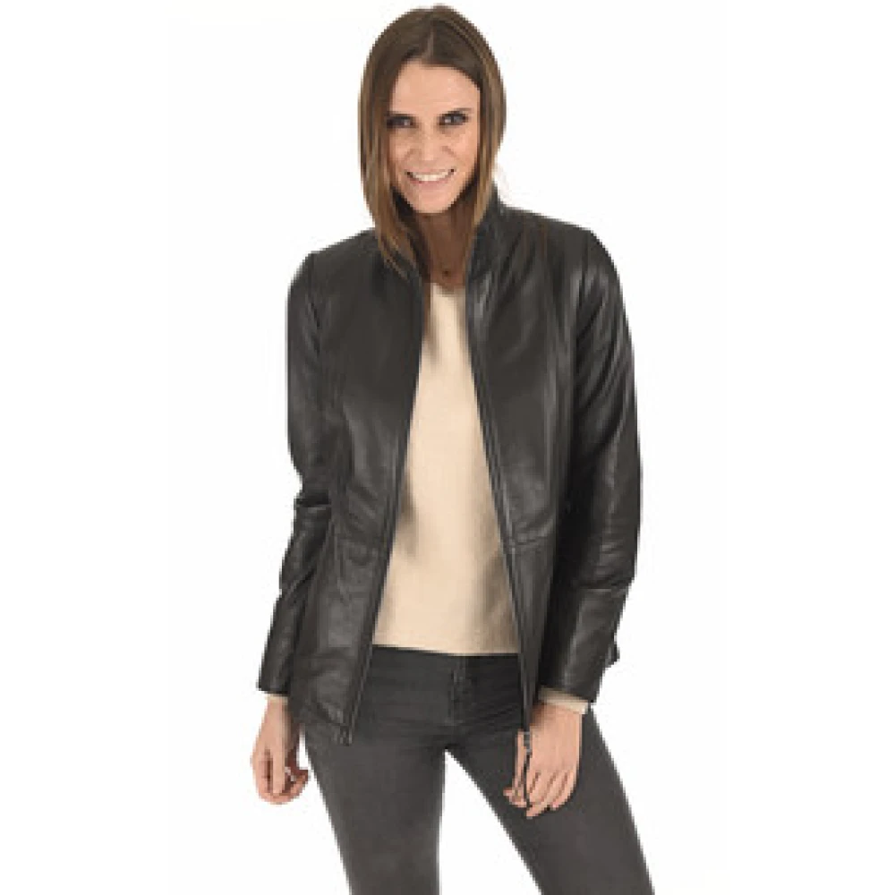 La Canadienne Zwarte Lam Leren Eco-Vriendelijke Vest Black Dames