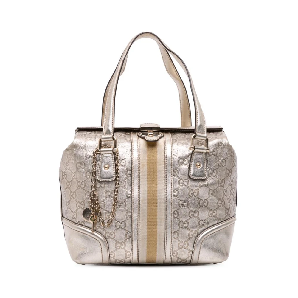 Gucci Vintage Women's Gray Pre-Owned Signature Pattern Tote Bag