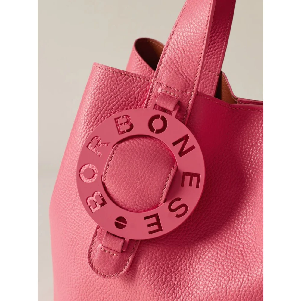 Borbonese Torino Lijn Leren Handtas Pink Dames