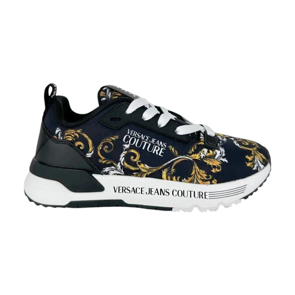 Versace Jeans Couture Barokprint Veterschoenen Dames Schoenen Zwart
