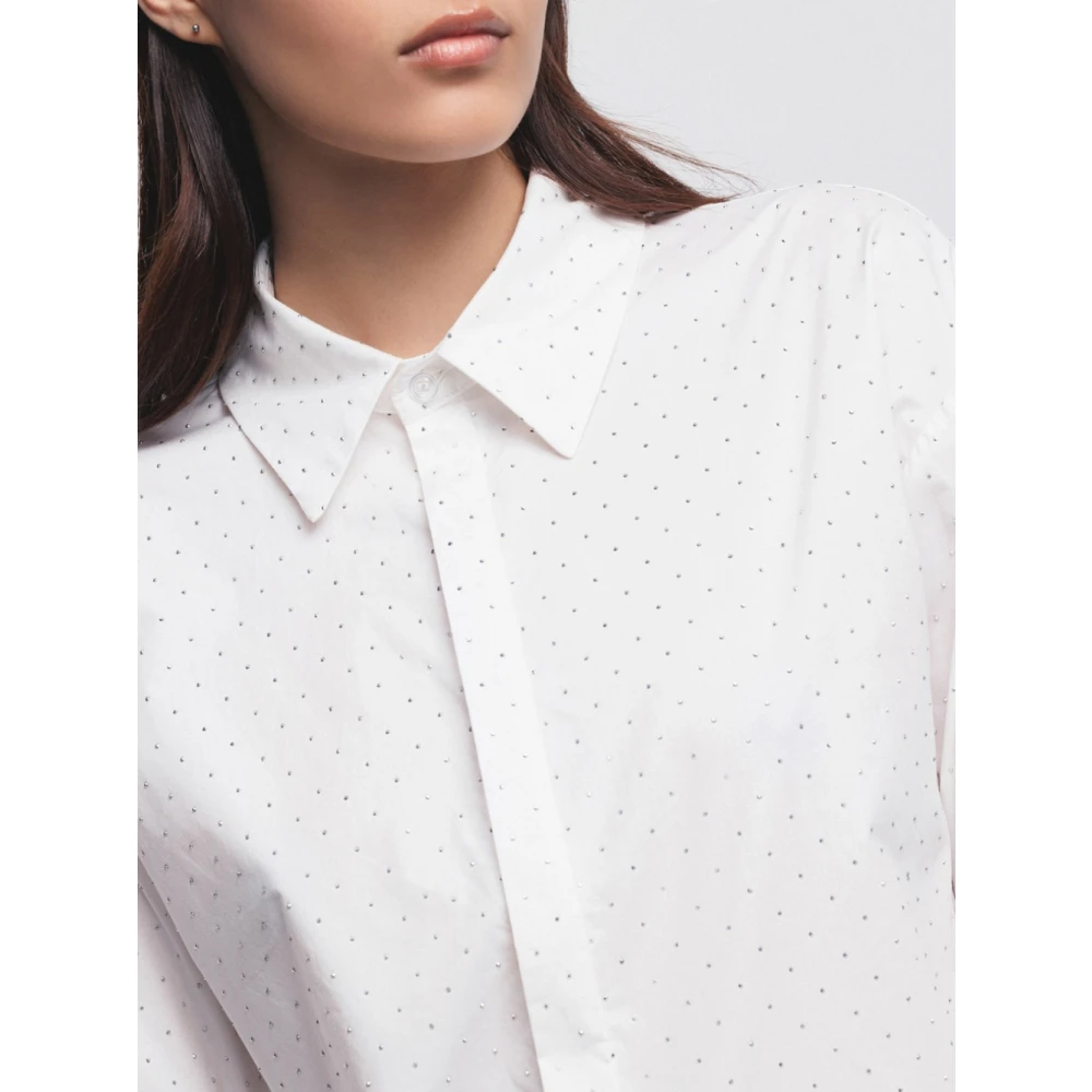 Gaëlle Paris Witte Oversized Shirt met Strass White Dames