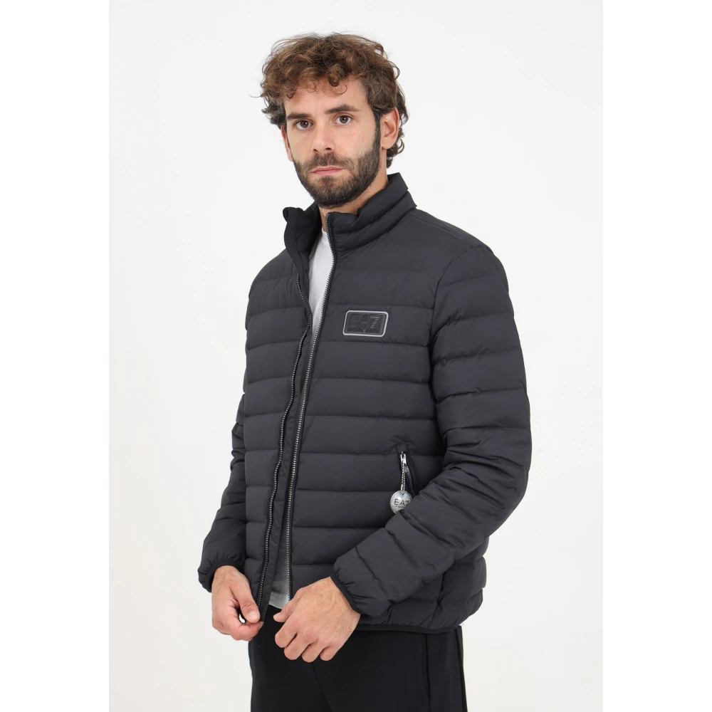 Emporio Armani EA7 Zwarte Heren Pufferjas Gewatteerd Ontwerp Black Heren