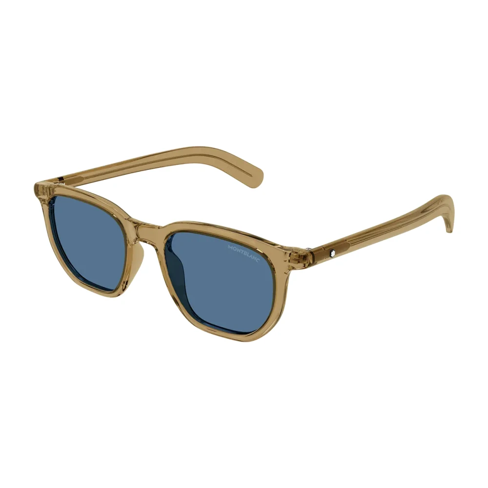Montblanc Unisex Brown Geometric Sunglasses With Blue Lenses - Sunglasses - 50 Mm - Accessories