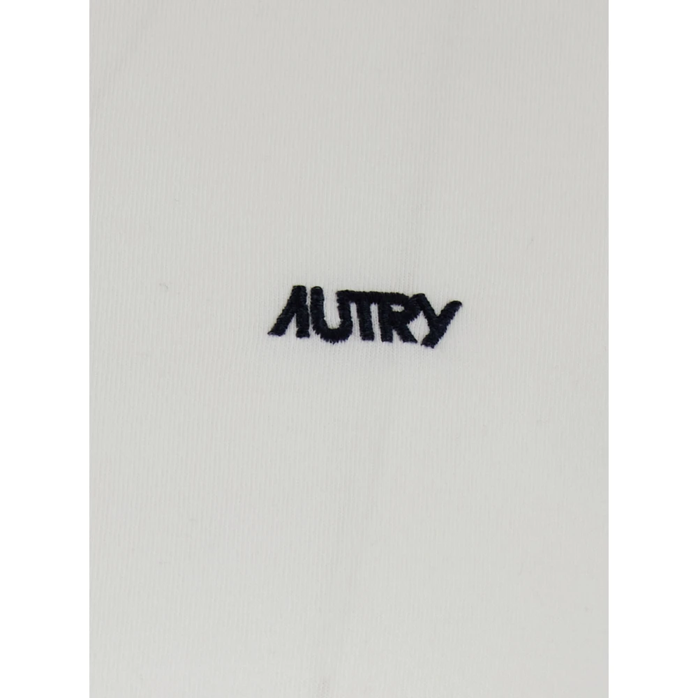 Autry Logo Geborduurd Wit T-shirt Katoen Man White Heren