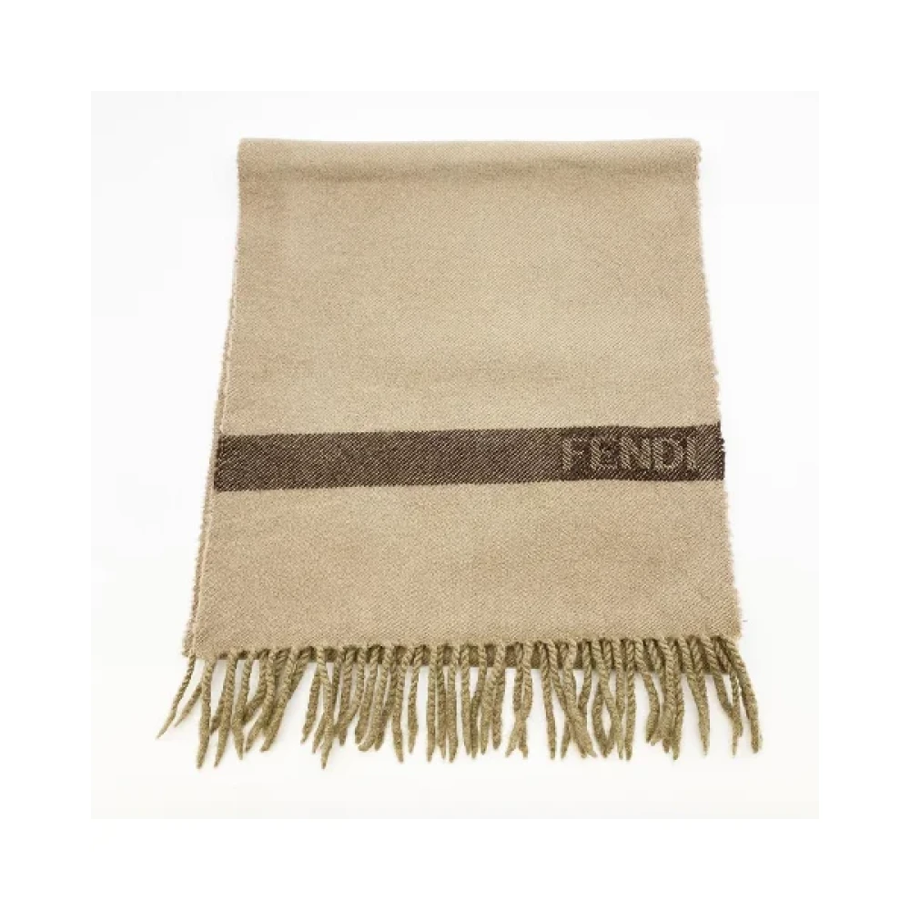 Fendi Vintage Pre-owned Wool scarves Beige Dames