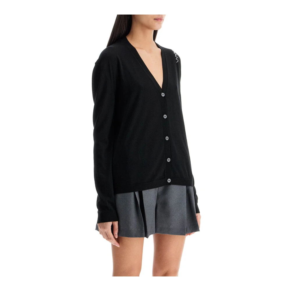 Marni Wol Zijde Mix V-Hals Vest Black Dames