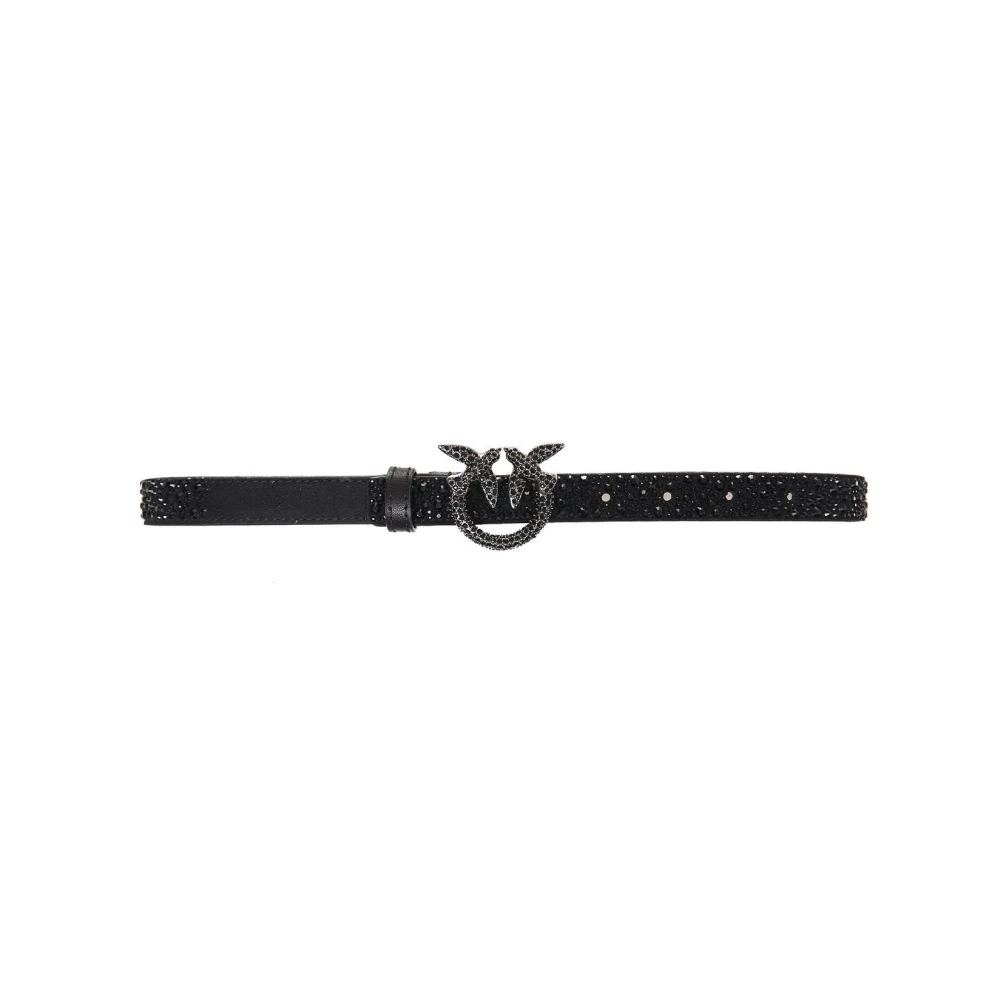 pinko Strass Love Berry Leren Riem Gray Dames