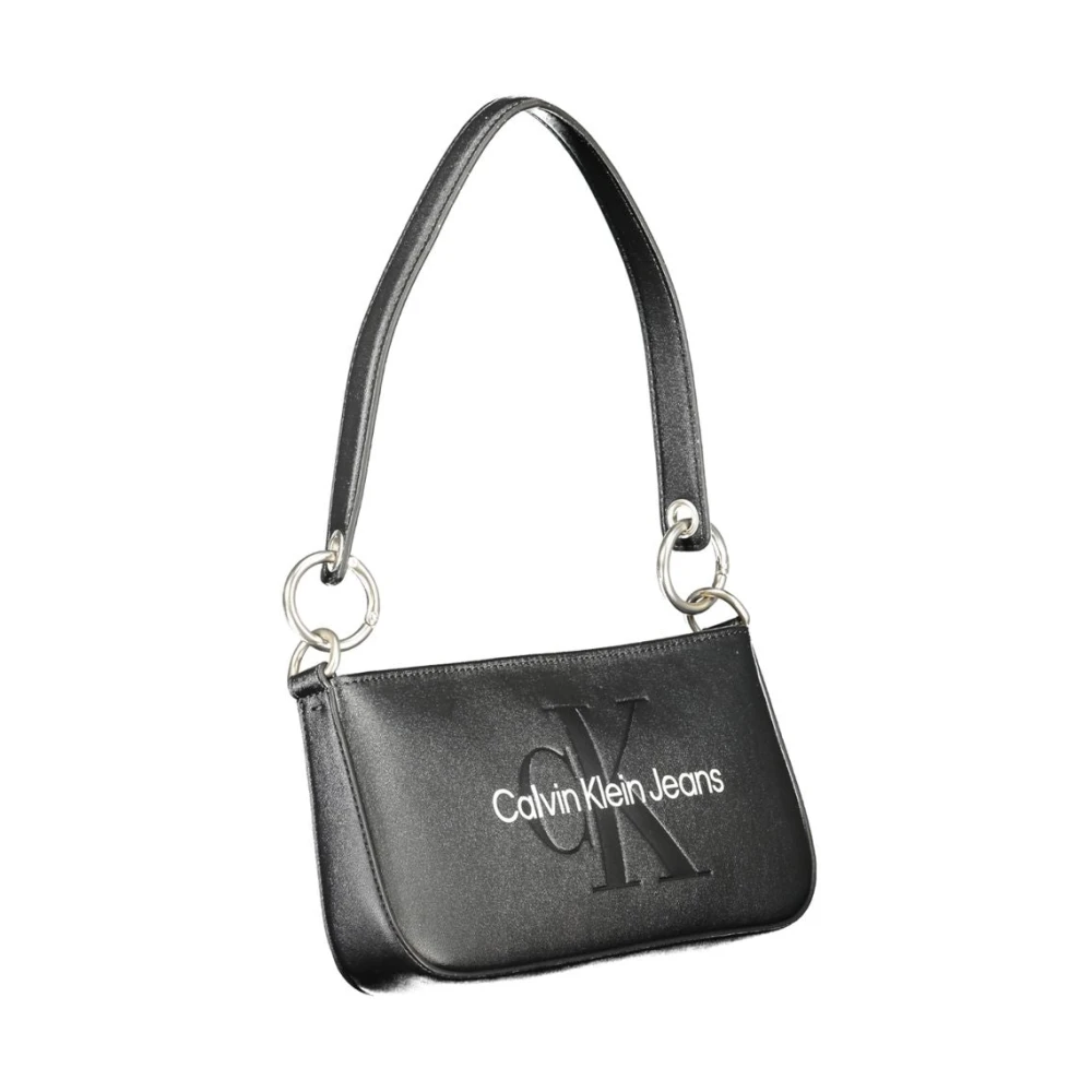 Calvin Klein Zwarte polyethyleen schoudertas met contrastdetails Black Dames