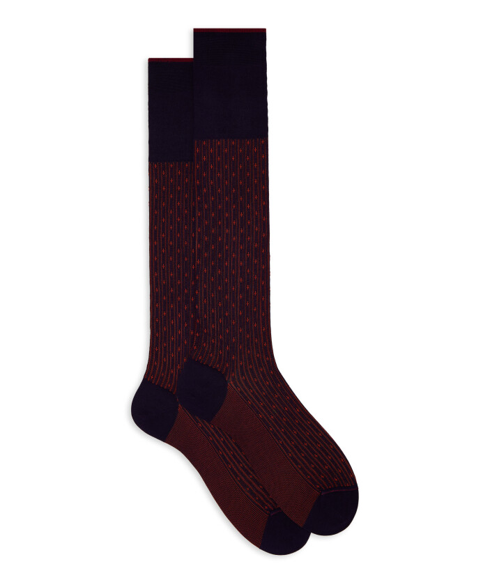 chaussettes-longues-en-coton-violet-pour-hommes-avec-motif-de-lys
