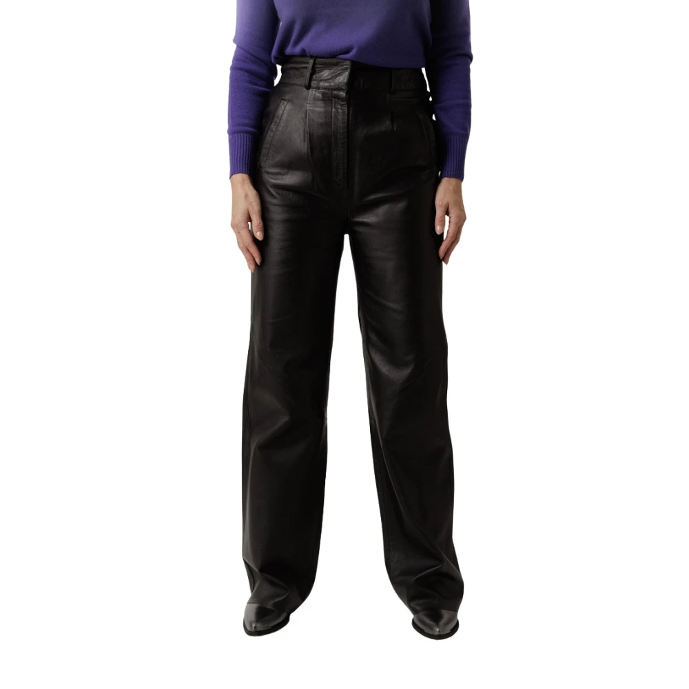 Alter Ego Zwarte leren trendsetter broek Black Dames