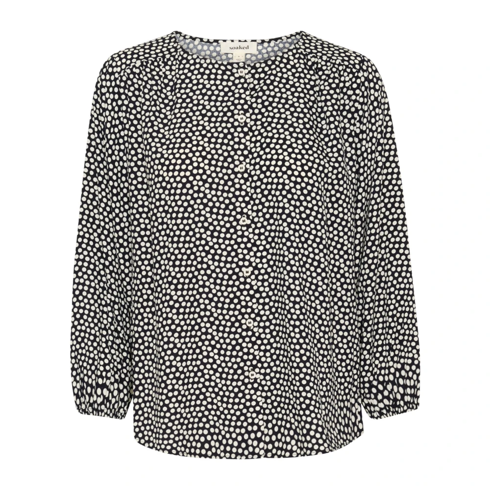 Soaked in Luxury Elegante Nightsky White Dots Blouse Blue Dames