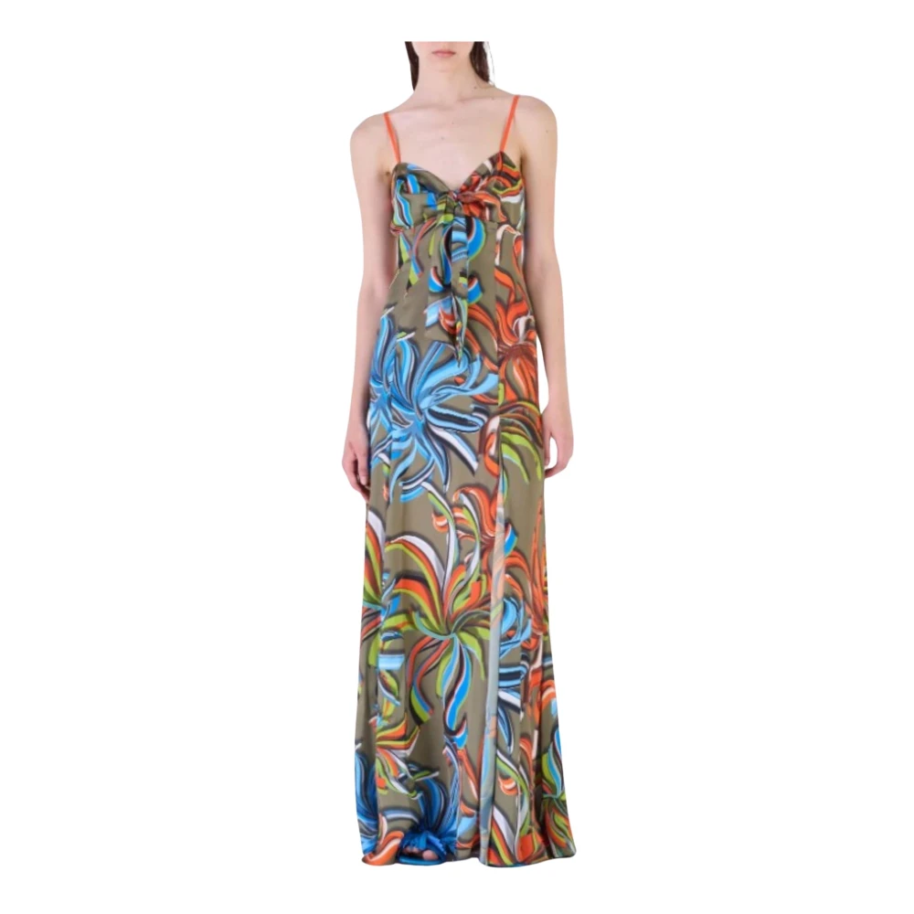 Silvian Heach Bedrukte lange jurk met dunne bandjes Multicolor Dames