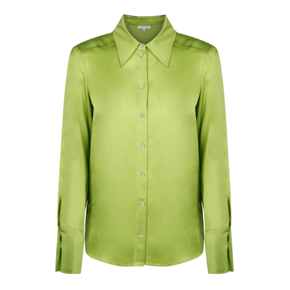 PATRIZIA PEPE Groene Zijden Blouse Slim Fit Green Dames