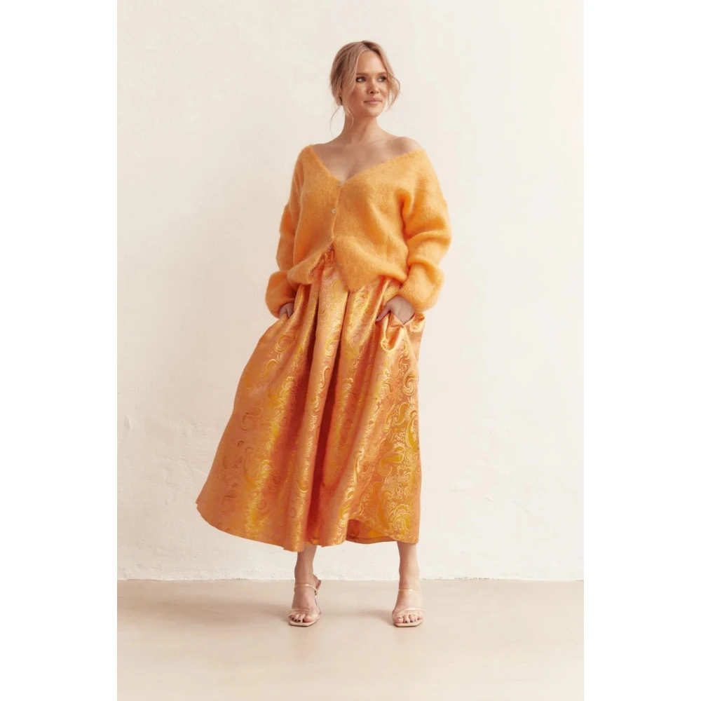 American Dreams Batik-geïnspireerde Mohair Cardigan Orange Dames