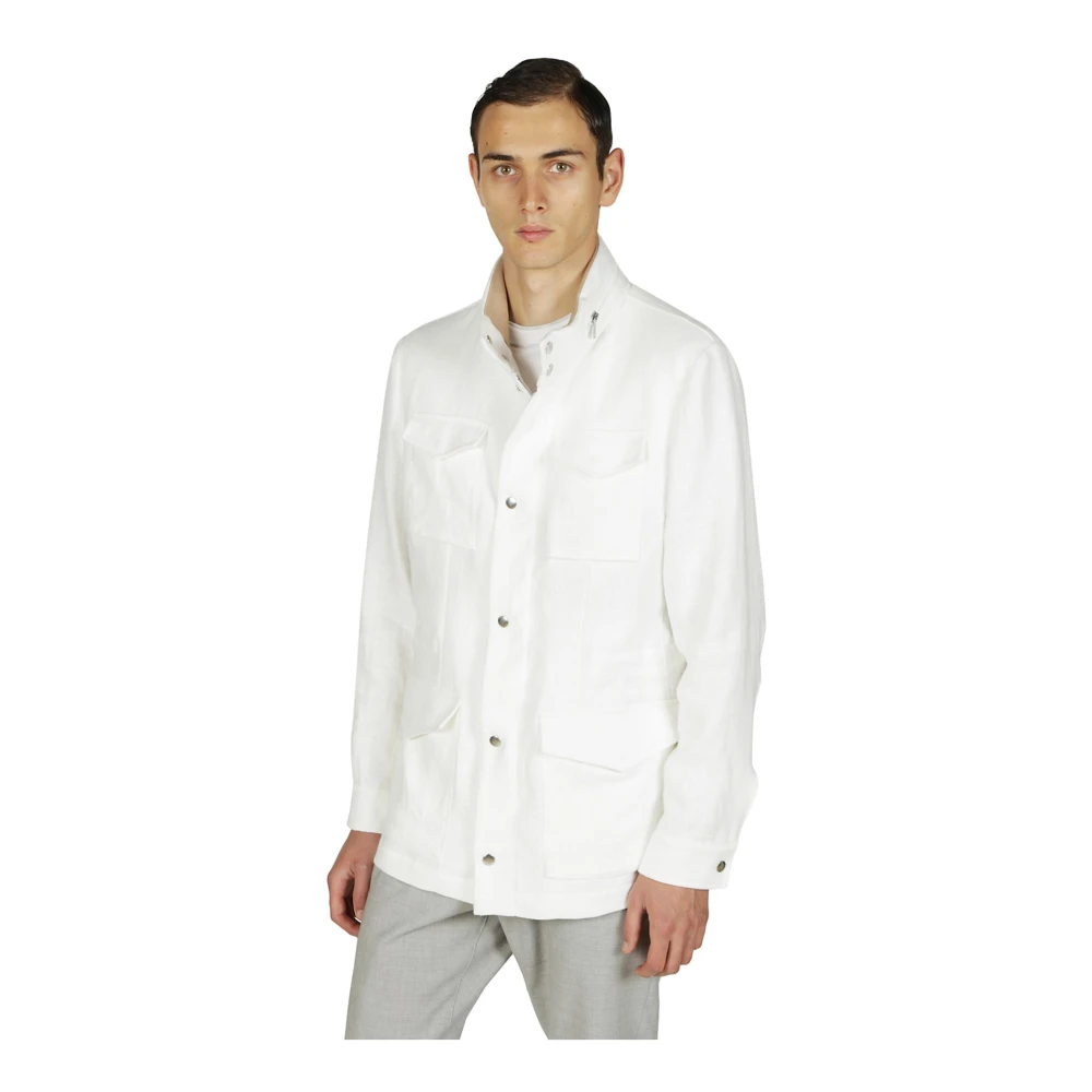Eleventy Field Jacket van 100% linnen White Heren