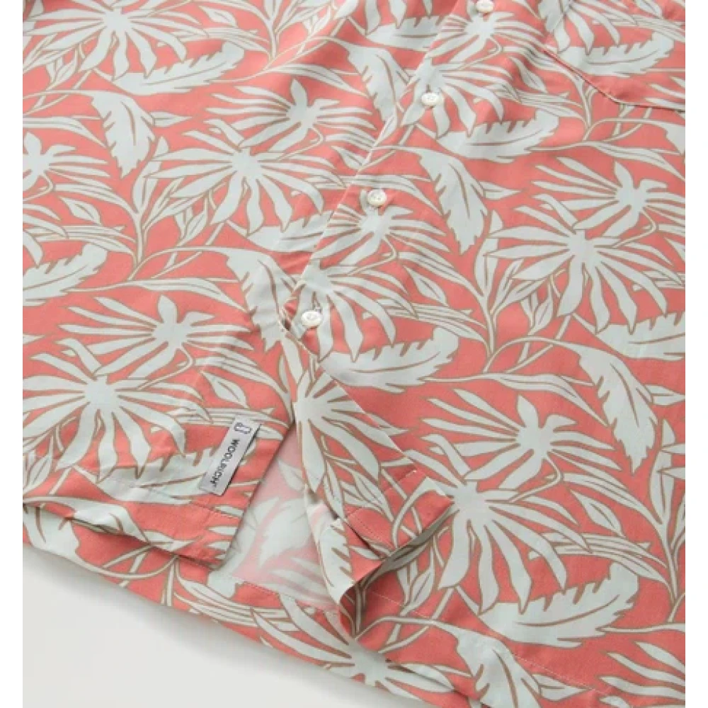 Woolrich Tropische Print Bowling Shirt Koraal Multicolor Heren
