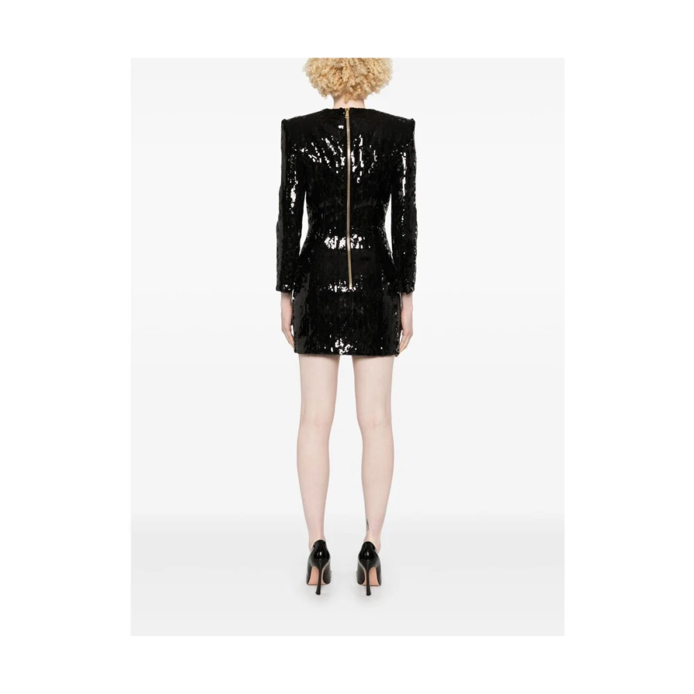 Balmain Zwarte Jurk met Rits en Zakken Black Dames