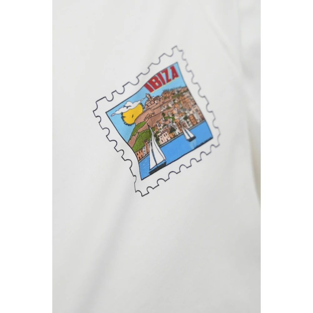 MC2 Saint Barth Ibiza Ansichtkaart Print T-shirt Wit White Heren