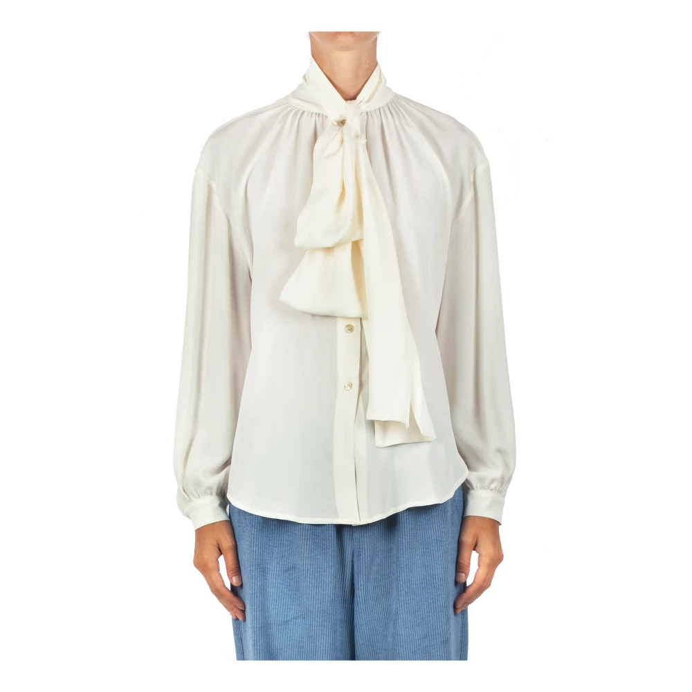 Jucca Zijden blend hoge hals blouse White Dames