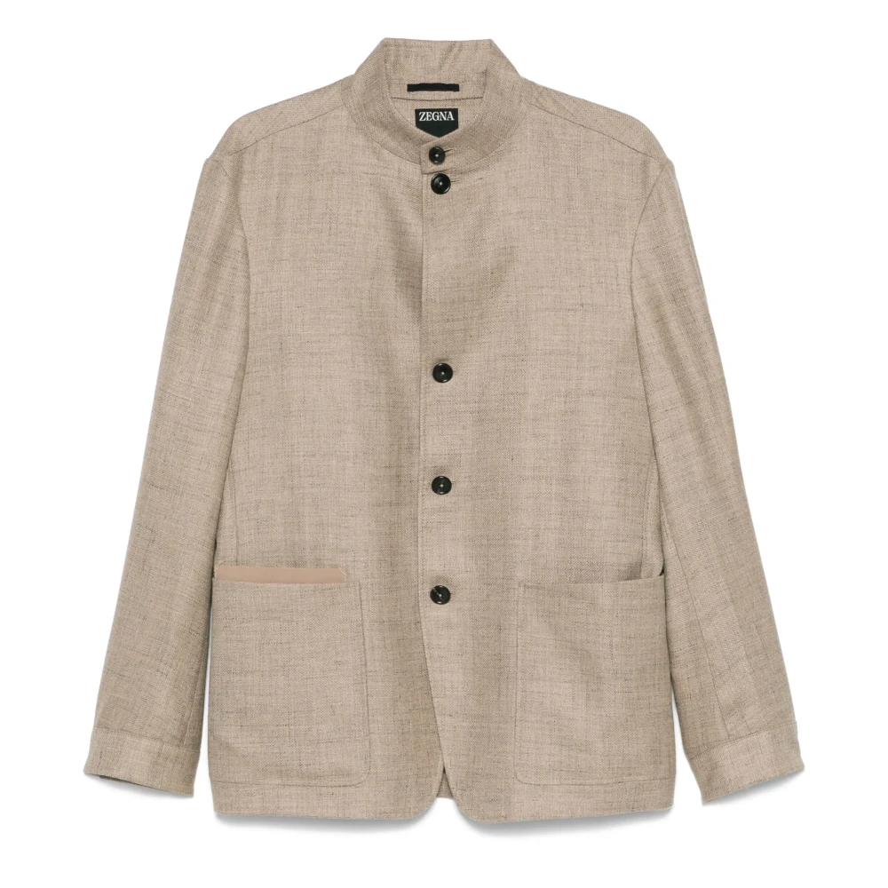 Ermenegildo Zegna Luxe Cashmere Zijde Linnen Jas Beige Heren