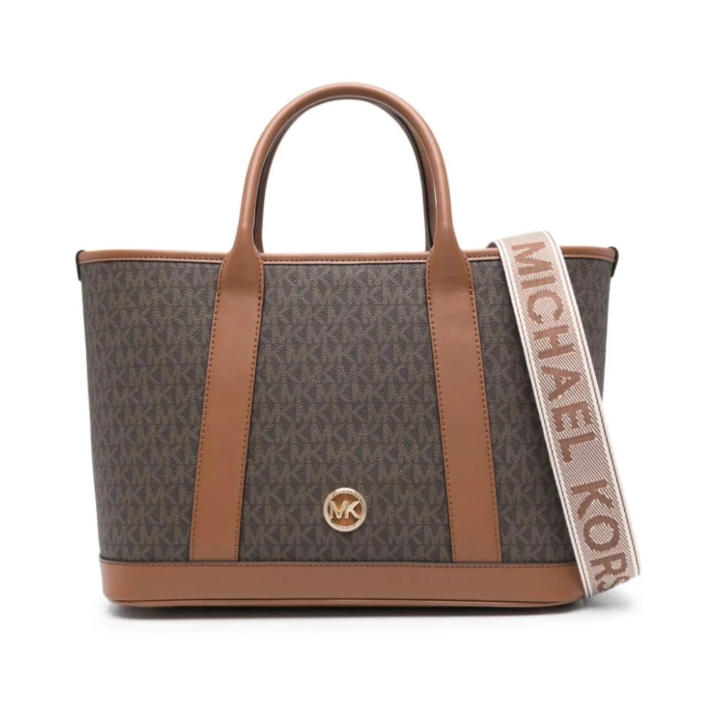 Michael Kors Luisa Medium Signature Logo Schoudertas Brown Dames