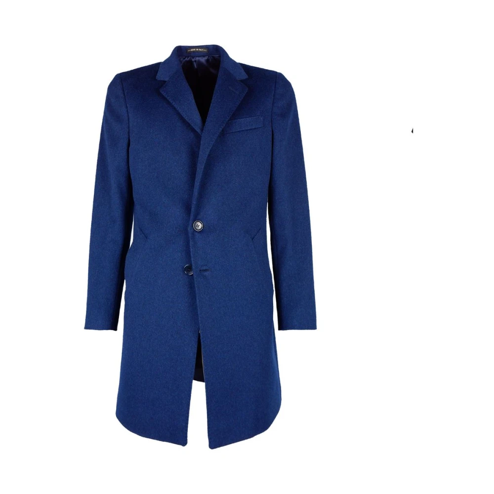 Made in Italia Blauwe wollen jas met tweeknoopssluiting Blue Heren