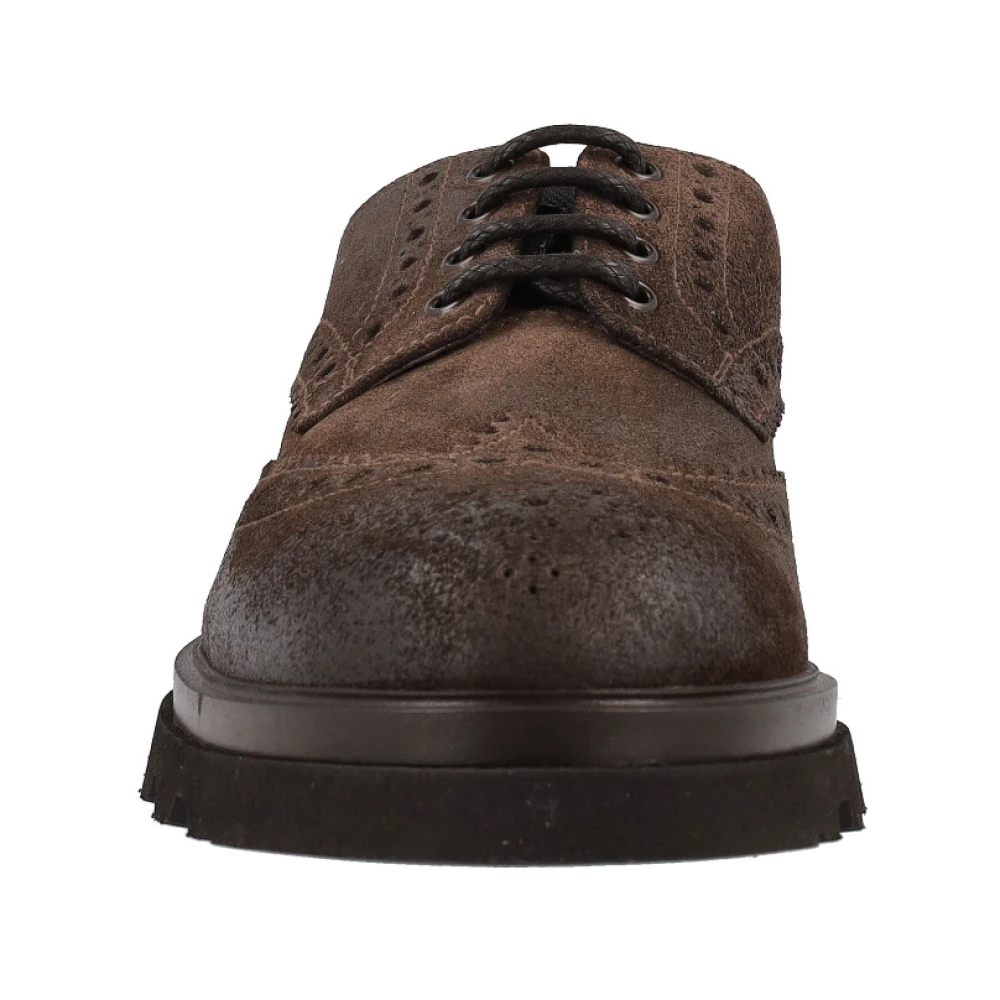 Doucal's Eigentijdse Suède Veterschoenen Brown Heren