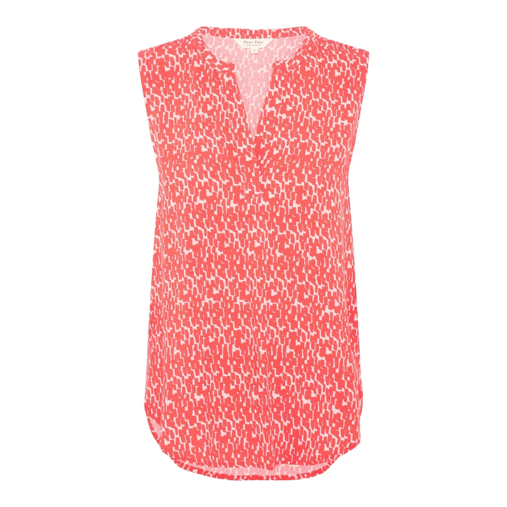 Part Two Mandarin Red Graphic Print Blouse Red Dames
