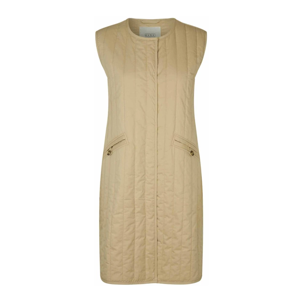 Masai Stijlvolle Pale Khaki Jas Beige Dames